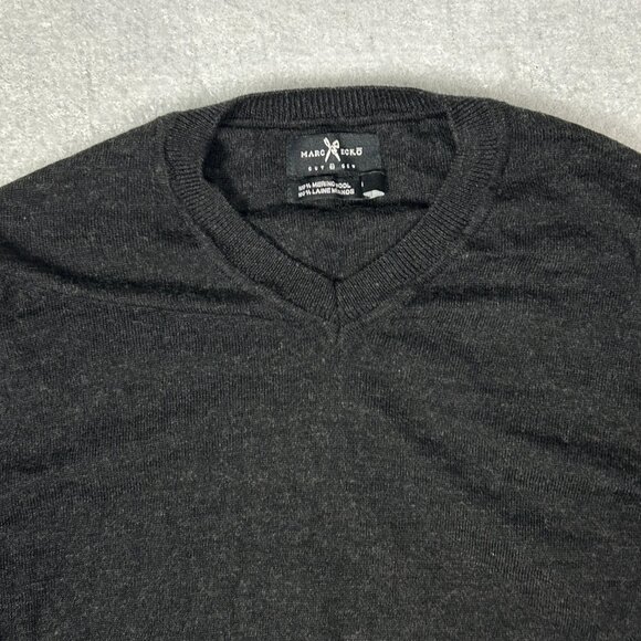 Marc Ecko Cut & Sew Sweater Men Medium 100% Merino Wool Grey V Neck Lightweight - Picture 4 of 10